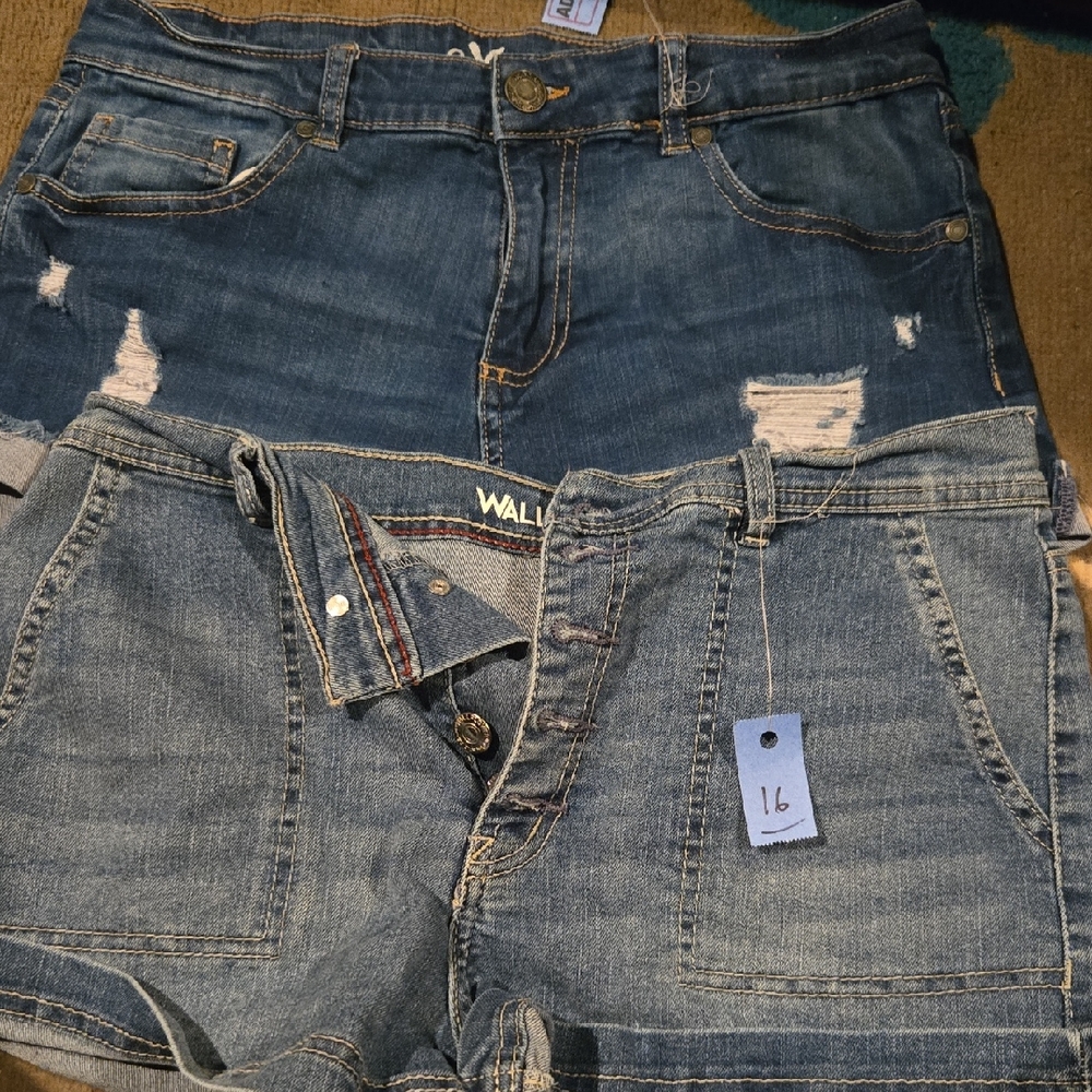 Blue Denim Shorts and Skirt Set
